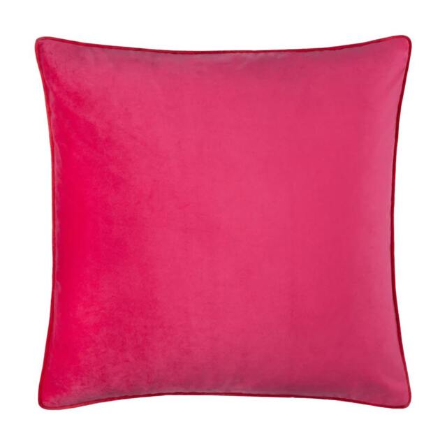 Rackhams Meridian Velvet Cushion Cover - Hot Pink/Red - 45cm x 45cm - Hot Pink/Red - 100% Polyester - image 1