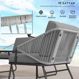 Rackhams 4 Piece Rattan Garden Furniture Set with Cushions - thumbnail 5