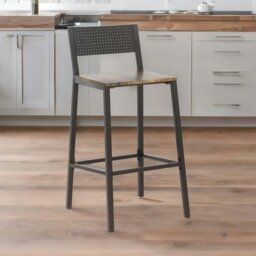 Rackhams Set of 2 Breakfast Bar Stools with Footrest and Backrest Brown