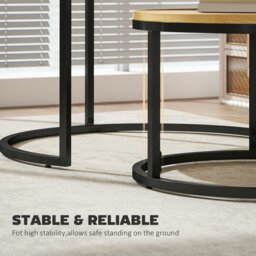 Rackhams 2 Pcs Stacking Coffee Table Set with Steel Frame, Natural - Natural - Natural wood - Wood-effect - thumbnail 6