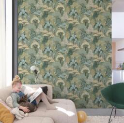 Rackhams Happy Trees Brushstroke Nursery Textured Wallpaper, Sage Green - thumbnail 3