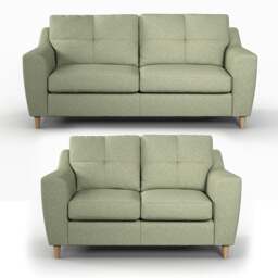 Rackhams Baxter Tufted Fabric Sofa Suite - Sage - thumbnail 1
