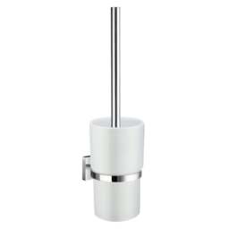 Rackhams Polished Chrome Toilet Brush and Porcelain Holder