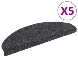 Rackhams Self-adhesive Stair Mats 5 pcs Dark Grey 65x21x4 cm Needle Punch - thumbnail 2