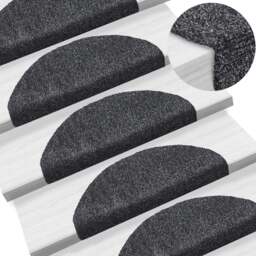 Rackhams Self-adhesive Stair Mats 5 pcs Dark Grey 65x21x4 cm Needle Punch - thumbnail 1