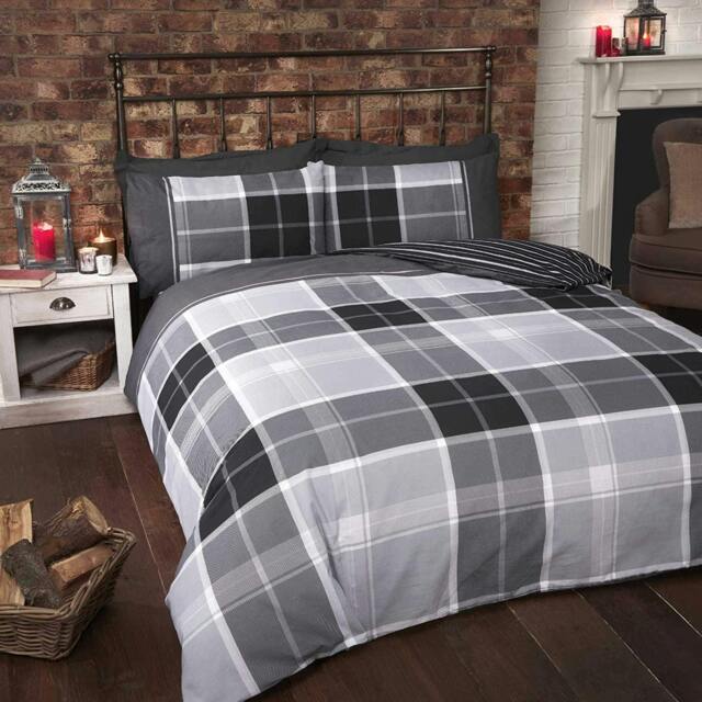 Rackhams Argyle Duvet Cover Set - Grey - King
