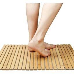 Rackhams Bamboo Roll Up Bath Duckboard Mat 40X60 cm Non Slip Bathroom Shower Mat Spa Sauna Mat - Brown - Bamboo - Bath Mat - thumbnail 3