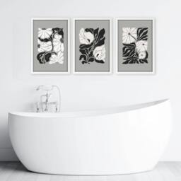 Rackhams Posters For Bathrooms - Set of 3 Botanical Wall art Prints - A2 16.54 x 23.39 in / 42 x 59.4 cm - Satin Photo paper 280 gsm - Black Frame - thumbnail 2