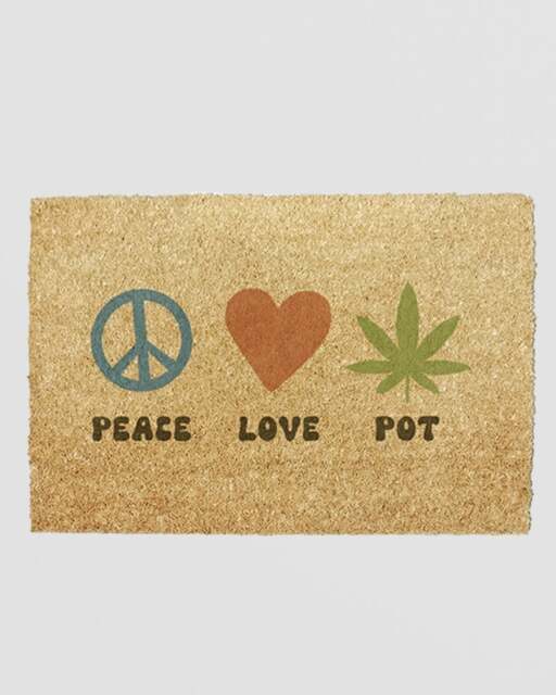 Rackhams Peace Love Pot Doormat (60 x 40cm)