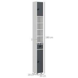 Rackhams Slim Bathroom Cabinet, Toilet Roll Storage w/ Open Shelves, Grey - Grey - thumbnail 5