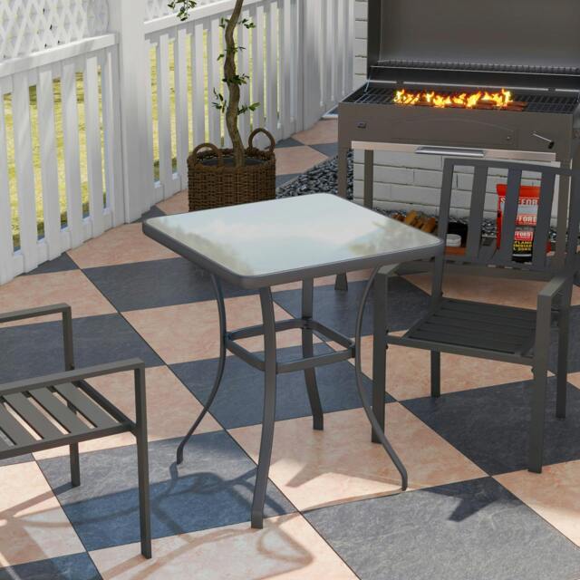 Rackhams Garden Bar Table Bistro Square Glass Dining Kitchen Breakfast Pub Party - image 1