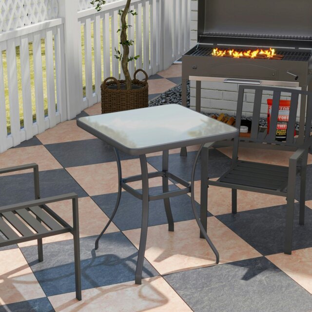 Rackhams Garden Bar Table Bistro Square Glass Dining Kitchen Breakfast Pub Party - image 1