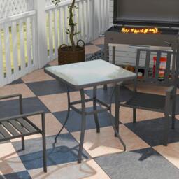 Rackhams Garden Bar Table Bistro Square Glass Dining Kitchen Breakfast Pub Party