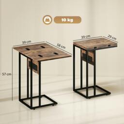 Rackhams C Shaped Side Table with Charging Station and Foldable Top - 39W x 29D cm (folded) / 39W x 58D cm (expanded) - MDF, Metal - Side Table - thumbnail 5