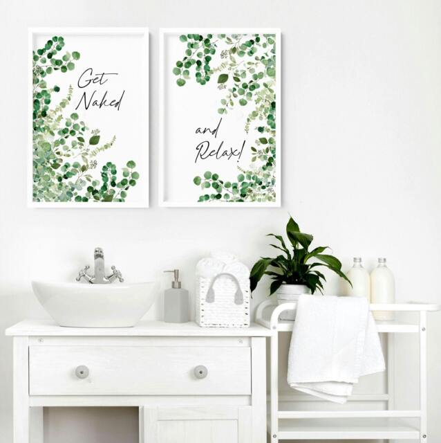 Rackhams Framed picture for bathroom - Set of 2 wall art prints - 12 x 16 inches / 30.5 x 40.65 cm - Polyester Canvas 260 gsm - Canvas wrapped - image 1