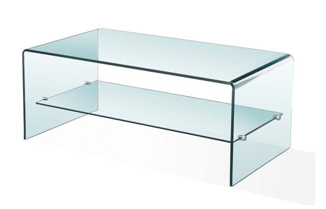 Rackhams Luna Clear Glass Coffee Table with Shelf - Transparent - image 1