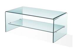 Rackhams Luna Clear Glass Coffee Table with Shelf - Transparent - thumbnail 1