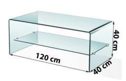 Rackhams Luna Clear Glass Coffee Table with Shelf - Transparent - thumbnail 2