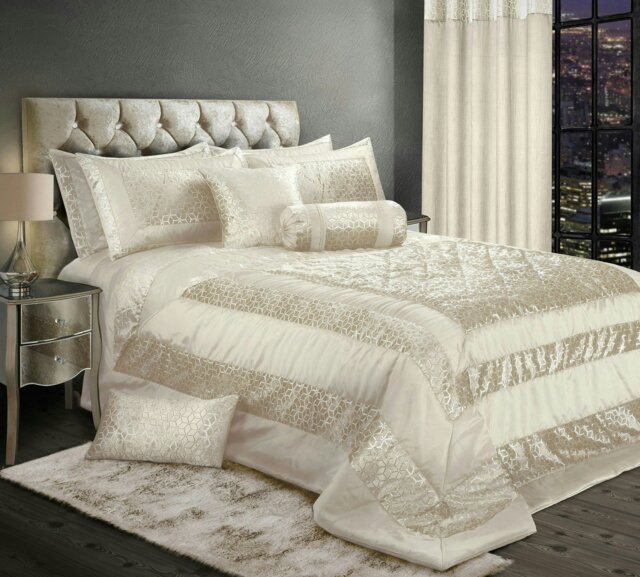 Rackhams Vera Foil Printed Quilted Bedspread - Cream - Double - image 1