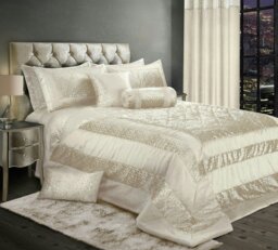 Rackhams Vera Foil Printed Quilted Bedspread - Cream - Double - thumbnail 1