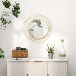 Rackhams Abstract Metal Wire Wall Mirror, with Accessories - Gold Tone - thumbnail 2