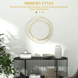 Rackhams Abstract Metal Wire Wall Mirror, with Accessories - Gold Tone - thumbnail 4