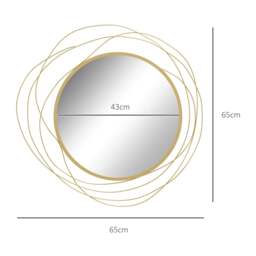 Rackhams Abstract Metal Wire Wall Mirror, with Accessories - Gold Tone - thumbnail 3