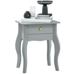 Rackhams End Table French Style Small Table with Drawer and Curved Legs, Grey - 45W x 35D cm - MDF - Side table - thumbnail 2