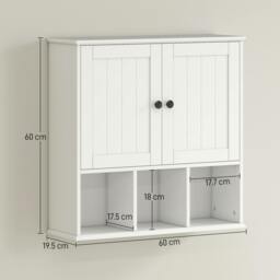 Rackhams Bathroom Wall Cabinet, Medicine Cabinet with Open Compartments, Shelf - 1 - 60W x 19.5D x 60H cm - MDF - thumbnail 3