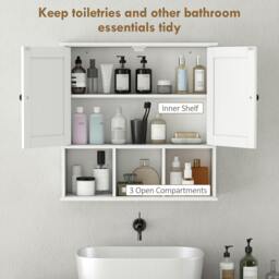 Rackhams Bathroom Wall Cabinet, Medicine Cabinet with Open Compartments, Shelf - 1 - 60W x 19.5D x 60H cm - MDF - thumbnail 5