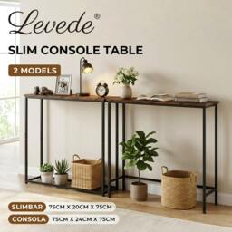 Rackhams Narrow Console Table Slim Entryway Hallway Sofa Table Display Shelf Wood Steel - SlimBar - thumbnail 3