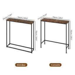Rackhams Narrow Console Table Slim Entryway Hallway Sofa Table Display Shelf Wood Steel - SlimBar - thumbnail 4