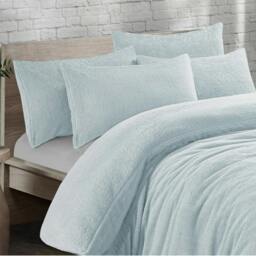 Rackhams Teddy Fleece Duvet Covet Set - Duck Egg - King - thumbnail 2