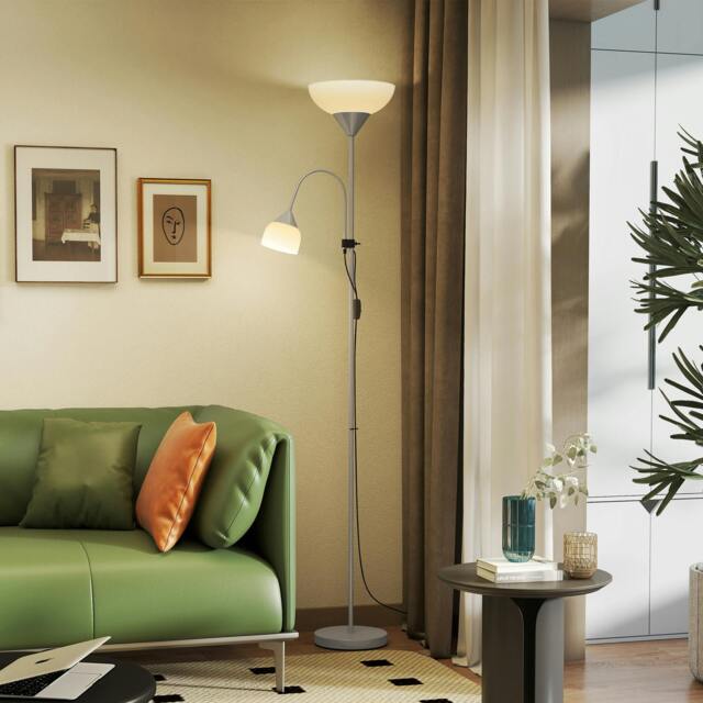 Rackhams Mother-Child Floor Lamp Duo Light with 3 Colour Temperatures, Black - Silver - image 1