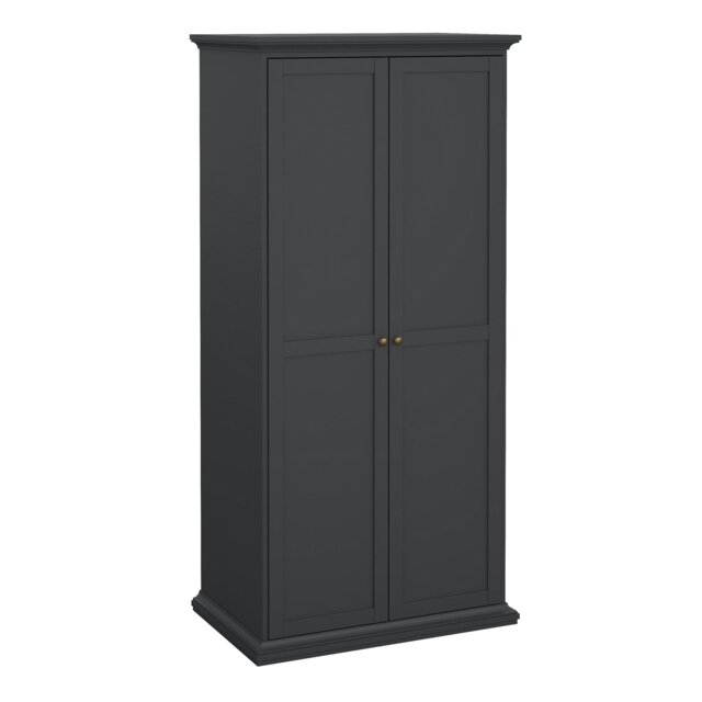 Rackhams Paris Wardrobe with 2 Doors in Matt Grey - Grey - Malemine - 1 - image 1