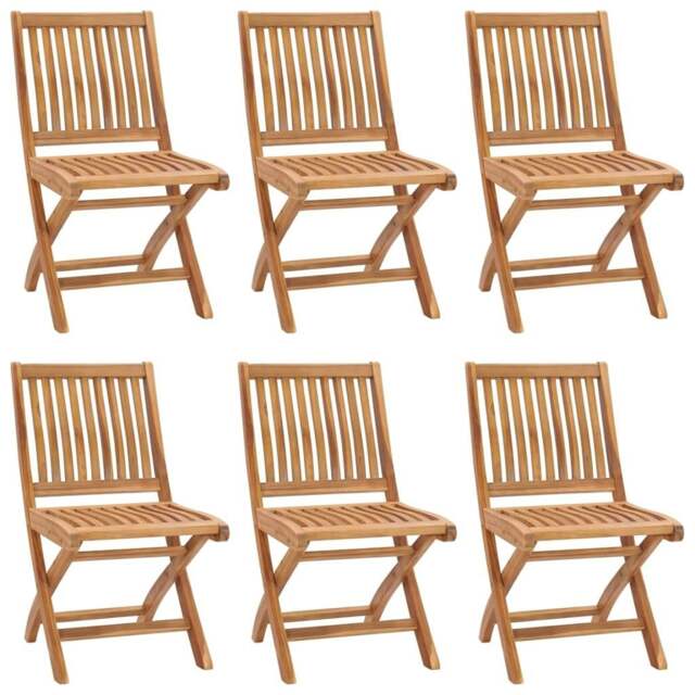 Rackhams Folding Garden Chairs 6 pcs Solid Teak Wood