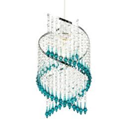 Rackhams Modern Spiral Waterfall Pendant Shade with Teal and Clear Acrylic - thumbnail 2