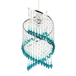 Rackhams Modern Spiral Waterfall Pendant Shade with Teal and Clear Acrylic