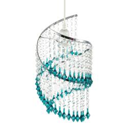 Rackhams Modern Spiral Waterfall Pendant Shade with Teal and Clear Acrylic - thumbnail 5