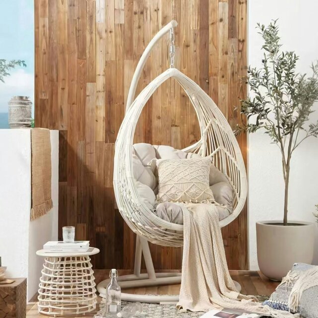 Rackhams Dominic Rattan Garden Hanging Egg Chair with Stand, Indoor/ Outdoor Use - image 1