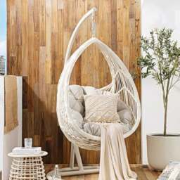 Rackhams Dominic Rattan Garden Hanging Egg Chair with Stand, Indoor/ Outdoor Use - thumbnail 2
