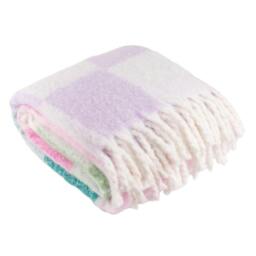 Rackhams Maisie Checked Tassel Throw - Aqua Blossom - 130cm x 180cm - Aqua Blossom - 100% Mixed - thumbnail 1