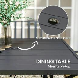 Rackhams 5 Pieces Garden Dining Set with Cushions, Outdoor Patio Table and 4 Stackable Chairs, Metal Top Table with Umbrella Hole, Black - thumbnail 5