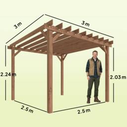 Rackhams Wooden Pergola Gazebo Grape Trellis - 3 x 3 m - thumbnail 3