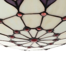 Rackhams Purple and Amber Stained Glass Tiffany Pendant Shade with Red Beads - thumbnail 4