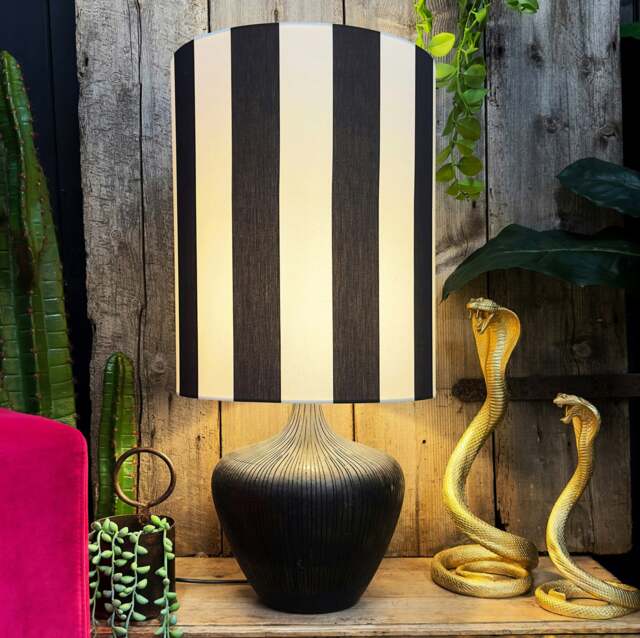 Rackhams Beetlejuice Black and White Stripe Tube Lampshades - 35cm diameter x 43cm Height (14″ x 17″) - image 1