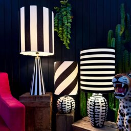 Rackhams Beetlejuice Black and White Stripe Tube Lampshades - 35cm diameter x 43cm Height (14″ x 17″) - thumbnail 2