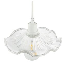 Rackhams Designer Ribbed Clear Glass Pendant Light Shade with Wavy Ruffled Edge - thumbnail 5