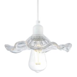 Rackhams Designer Ribbed Clear Glass Pendant Light Shade with Wavy Ruffled Edge - thumbnail 2