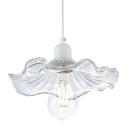 Rackhams Designer Ribbed Clear Glass Pendant Light Shade with Wavy Ruffled Edge - thumbnail 6